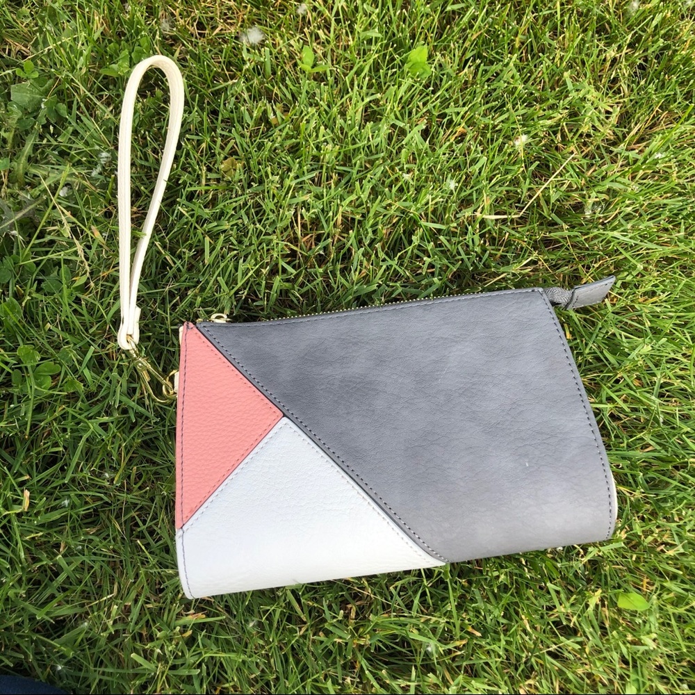 Suede colorblock wristlet
